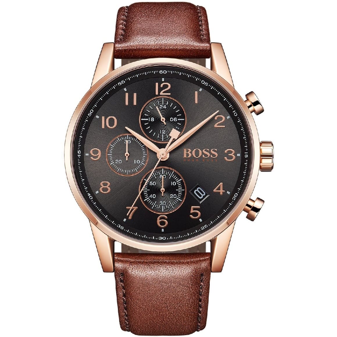 1513496 hugo boss watch men brown leather navigator 1