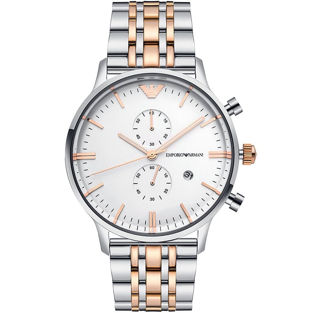 ar0399 emporio armani watch men silver rose gold metal stainless steel gianni 1
