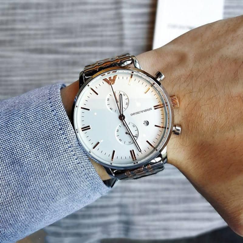 ar0399 emporio armani watch men silver rose gold metal stainless steel gianni hand 9 1