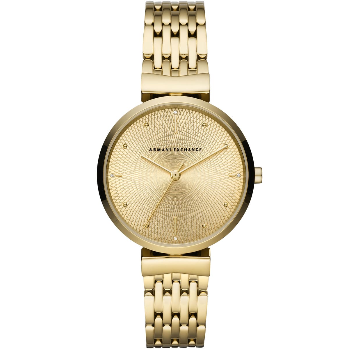 ax5902 armani exchange watch women gold dial stainless steel metal golden strap quartz analog three hand zoe 1