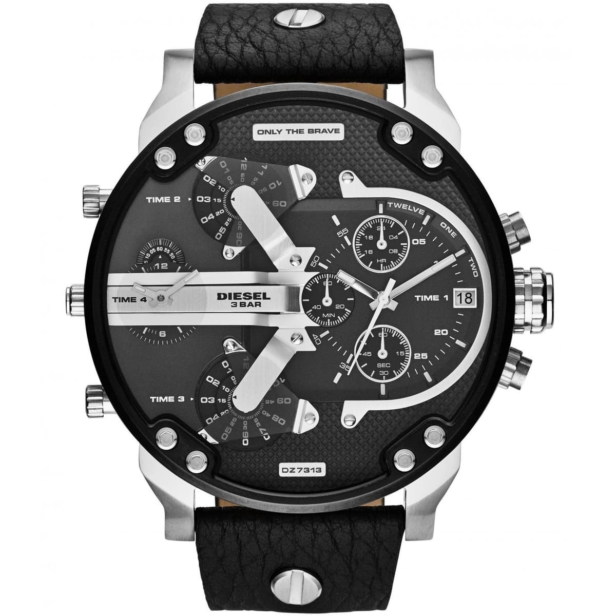 dz7313 diesel watch men black leather mr daddy 1