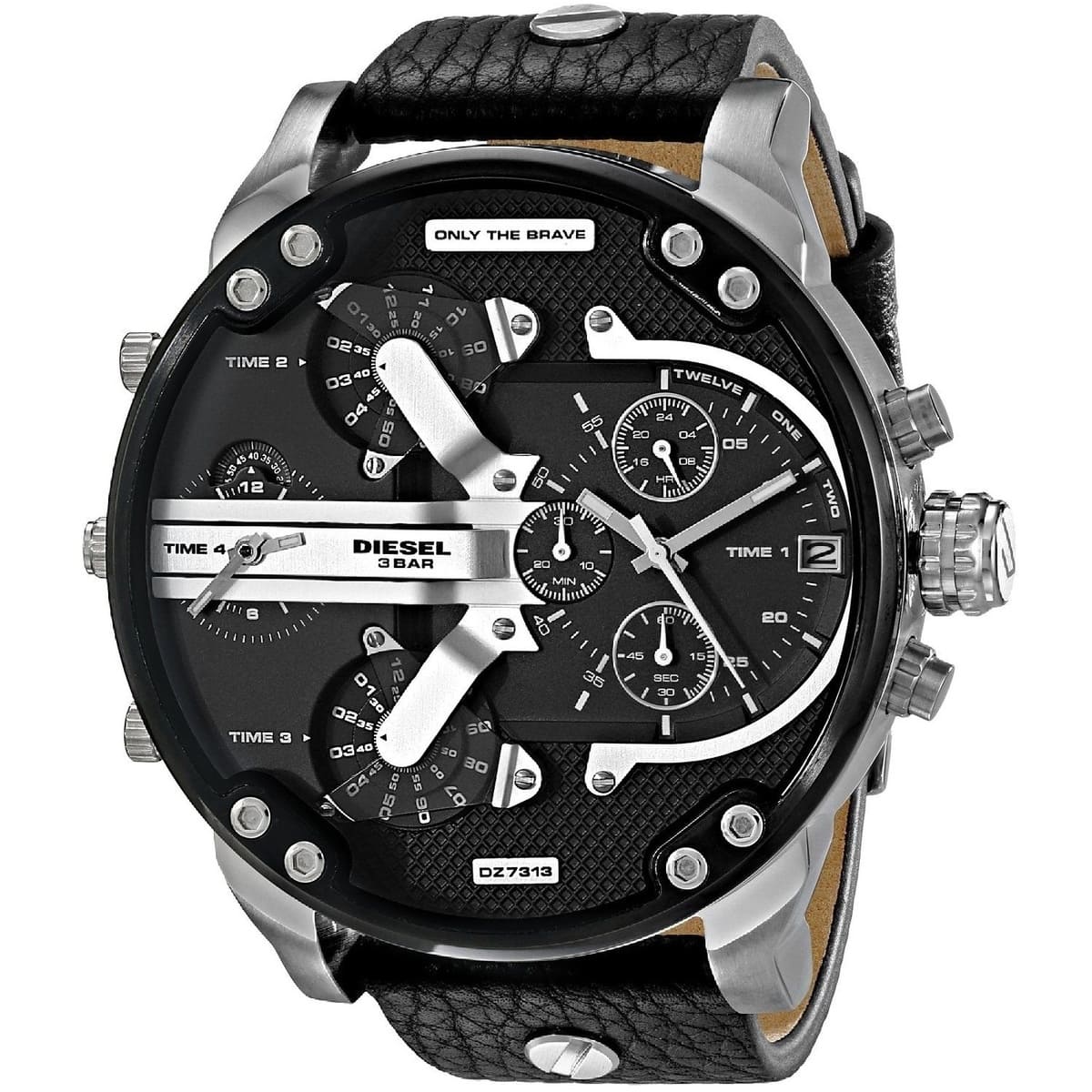 dz7313 diesel watch men black leather mr daddy 2 1