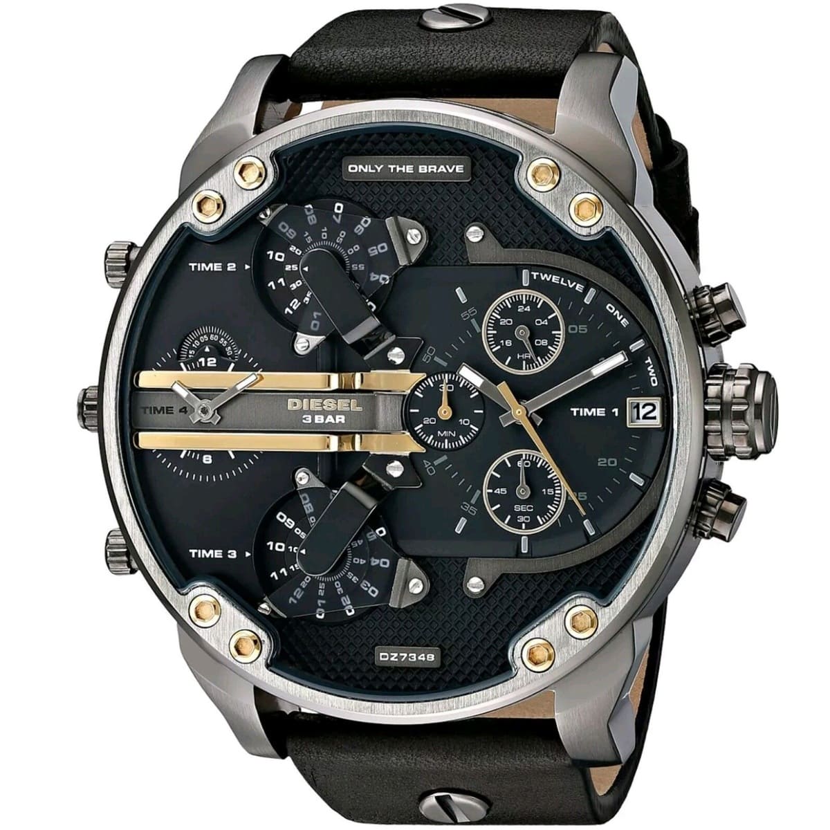 dz7348 diesel watch men black leather for mr daddy 2 1