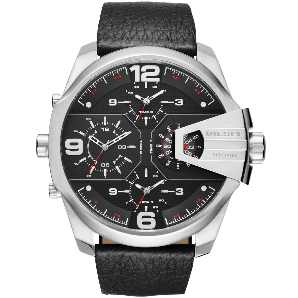 dz7376 diesel watch men black leather uber chief 1