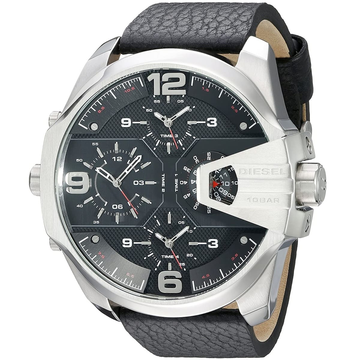 dz7376 diesel watch men black leather uber chief 2 1