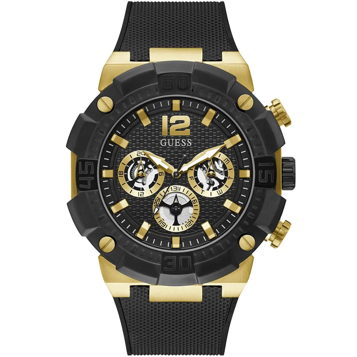 gw0264g3 guess watch men black dial rubber strap quartz battery analog navigator 1