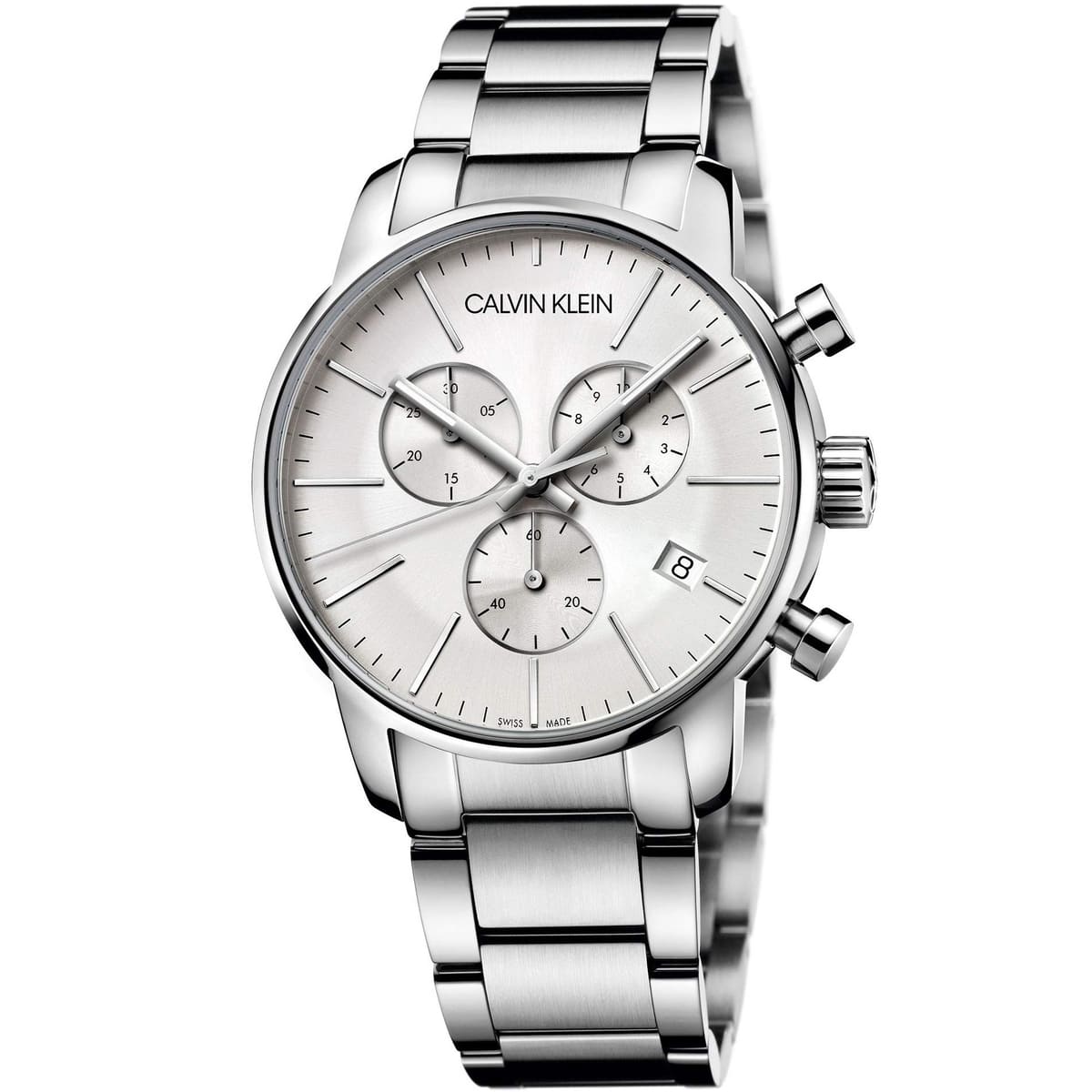 k2g27146 calvin klein watch men silver dial stainless steel metal strap quartz analog chronograph ck city 1