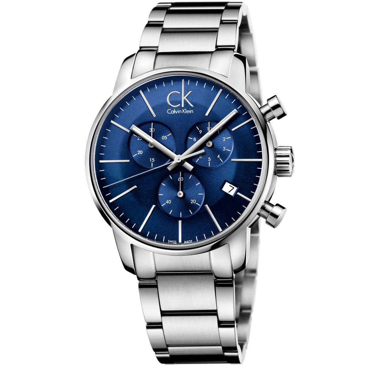k2g2714n calvin klein watch men blue dial stainless steel metal silver strap quartz analog chronograph ck city 1