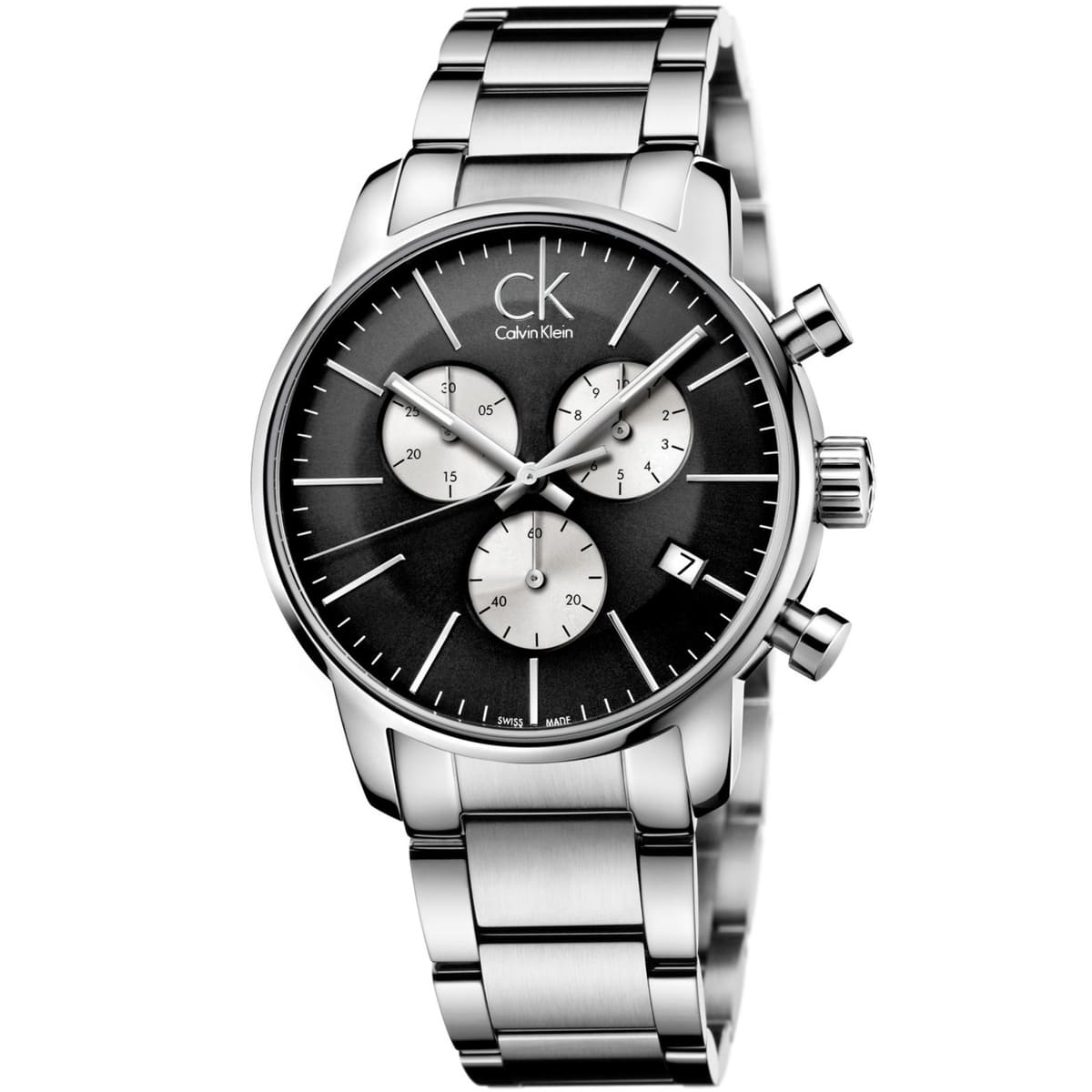 k2g2714x calvin klein watch men black dial stainless steel metal silver strap quartz analog chronograph ck city 1