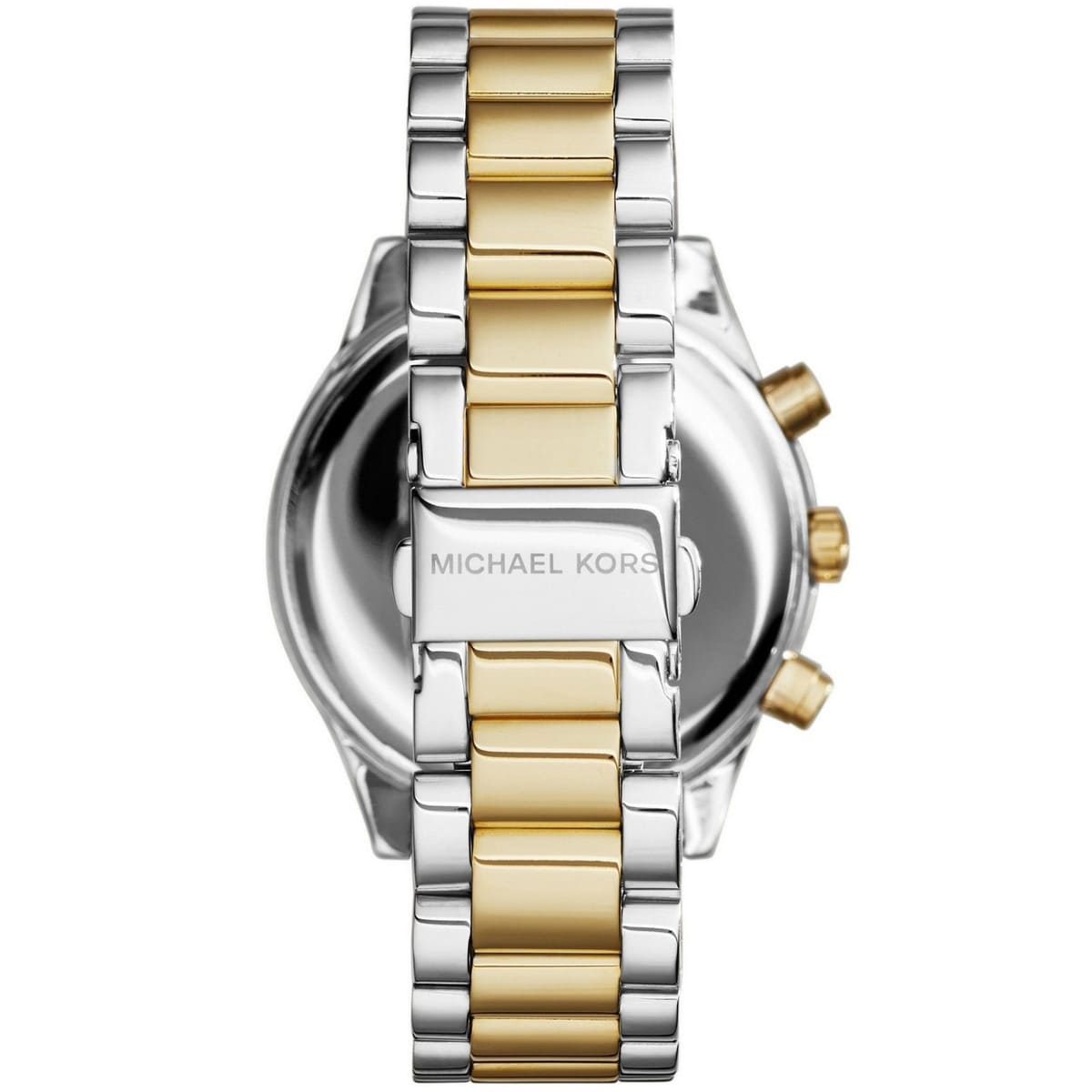 mk6188 michael kors watch women silver dial stainless steel metal gold two tone strap quartz analog chronograph brinkley 3 1