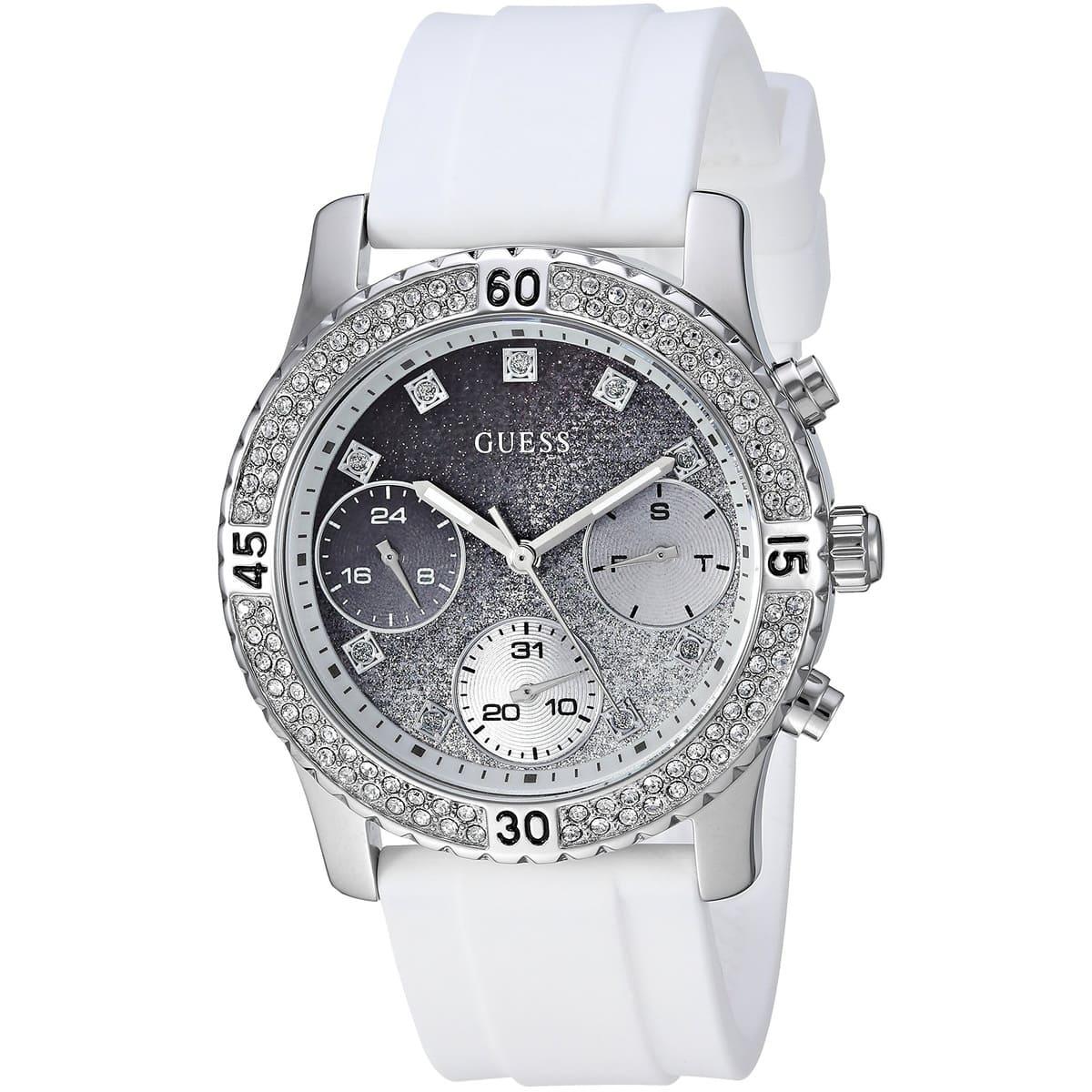 w1098l1 guess watch women white rubber confetti 2 1