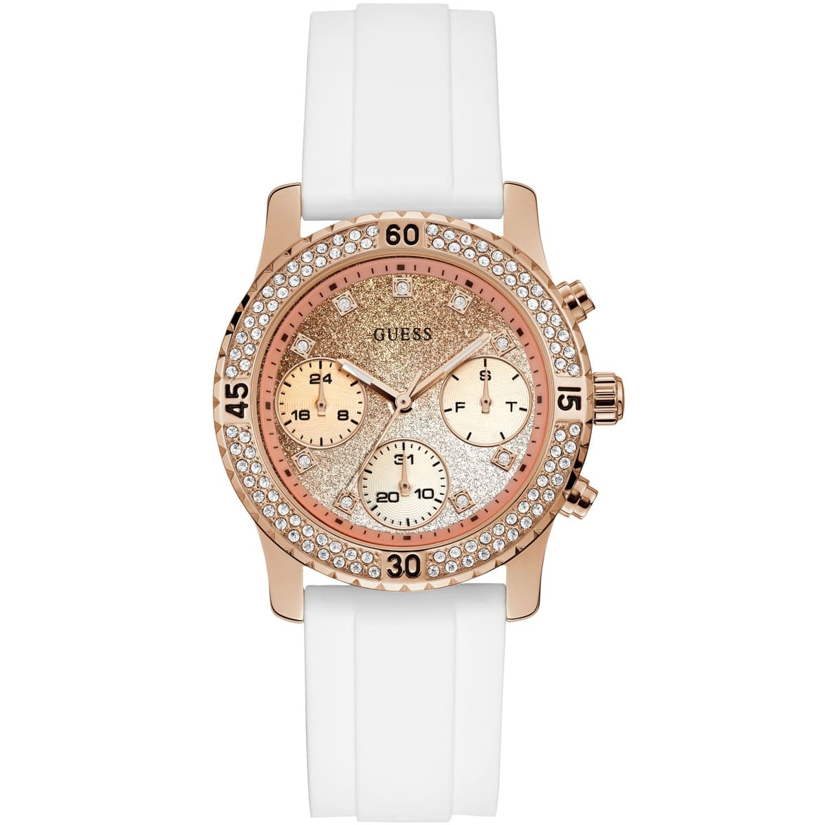 w1098l5 guess watch women white rubber confetti 1