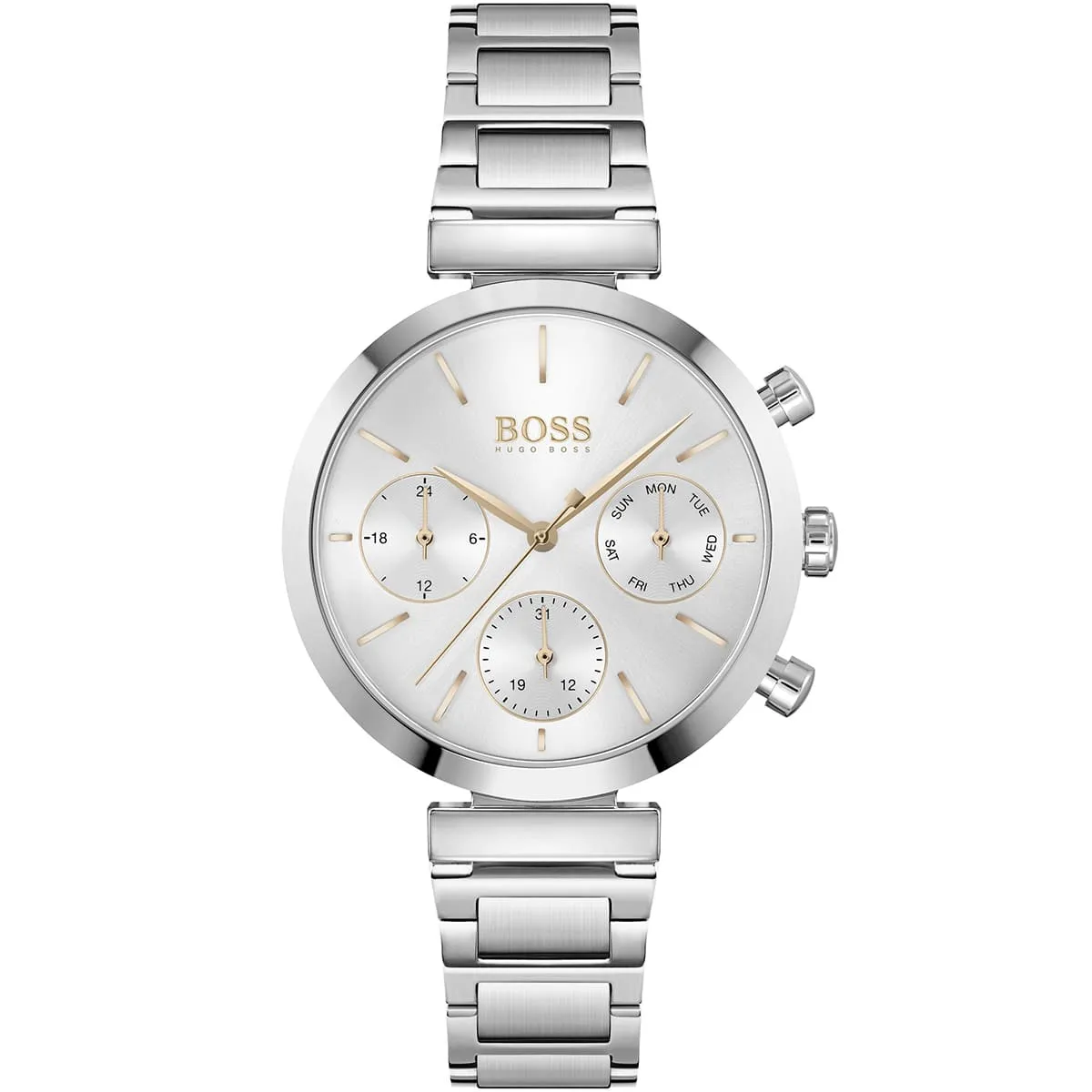 1502530 hugo boss watch women silver dial metal stainless strap quartz battery analog three hand flawless 1