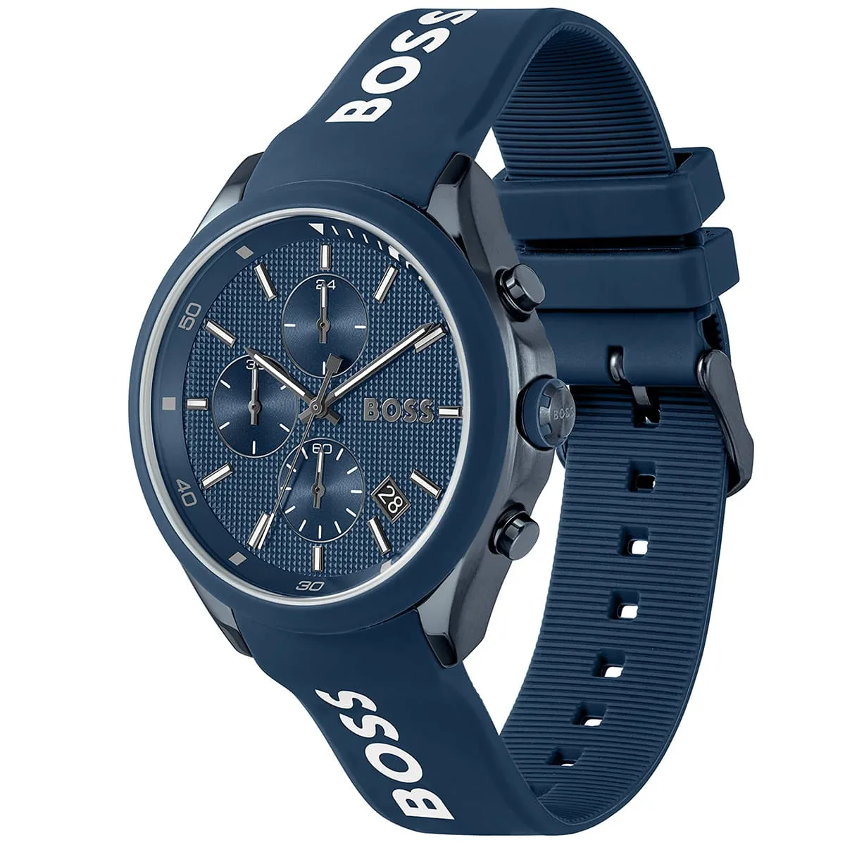 1514061 hugo boss watch men blue dial rubber strap quartz battery analog chronograph velocity 2