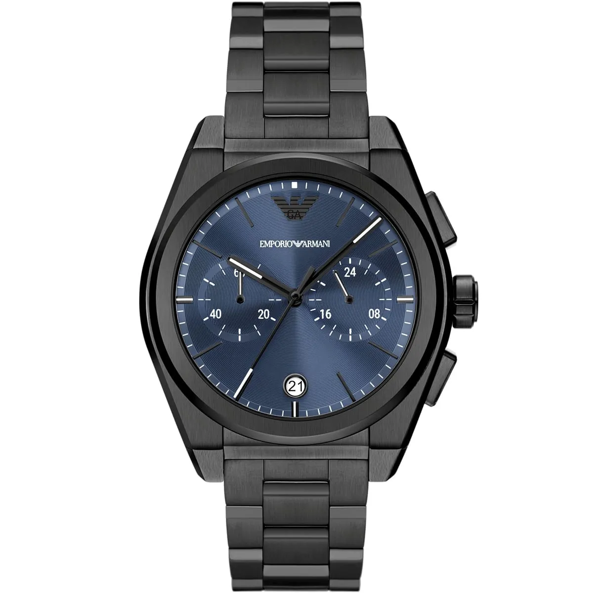 ar11561 emporio armani watch men blue dial gunstainless steel metal stainless steel metal black strap quartz battery analog chronograph federico