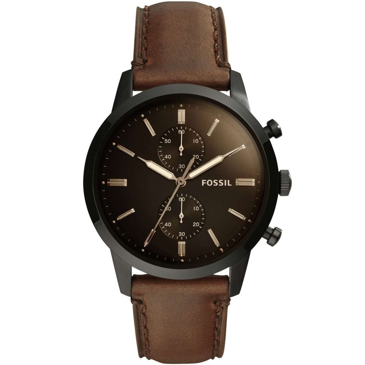 fs5437 fossil watch men brown leather townsman