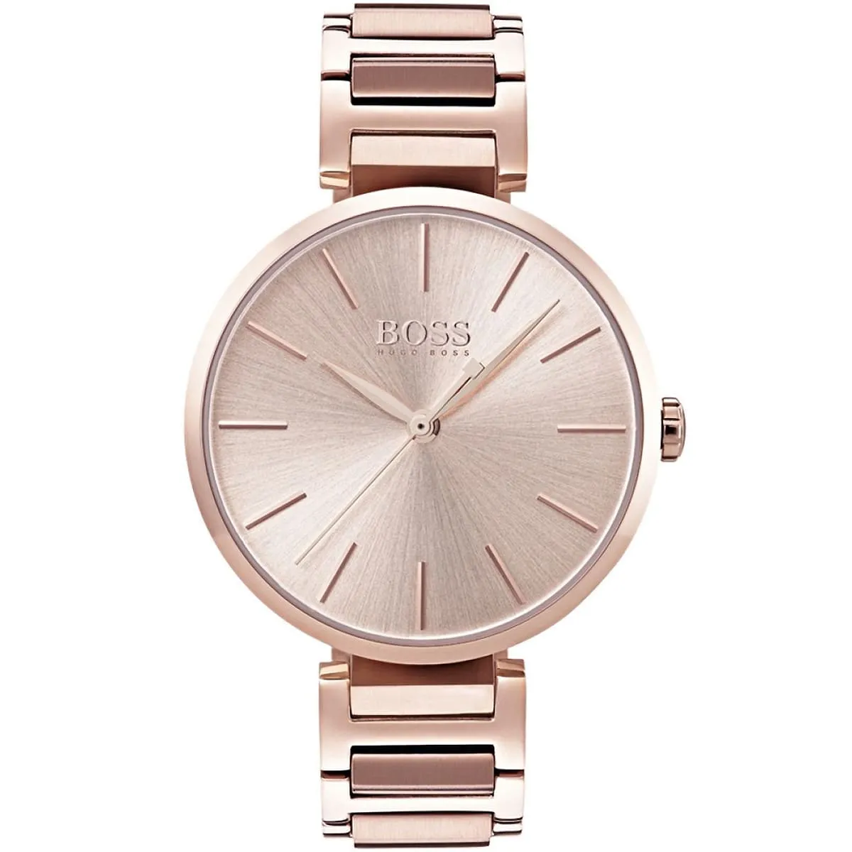 1502418 hugo boss watch women rose gold dial metal stainless strap quartz battery analog three hand allusion