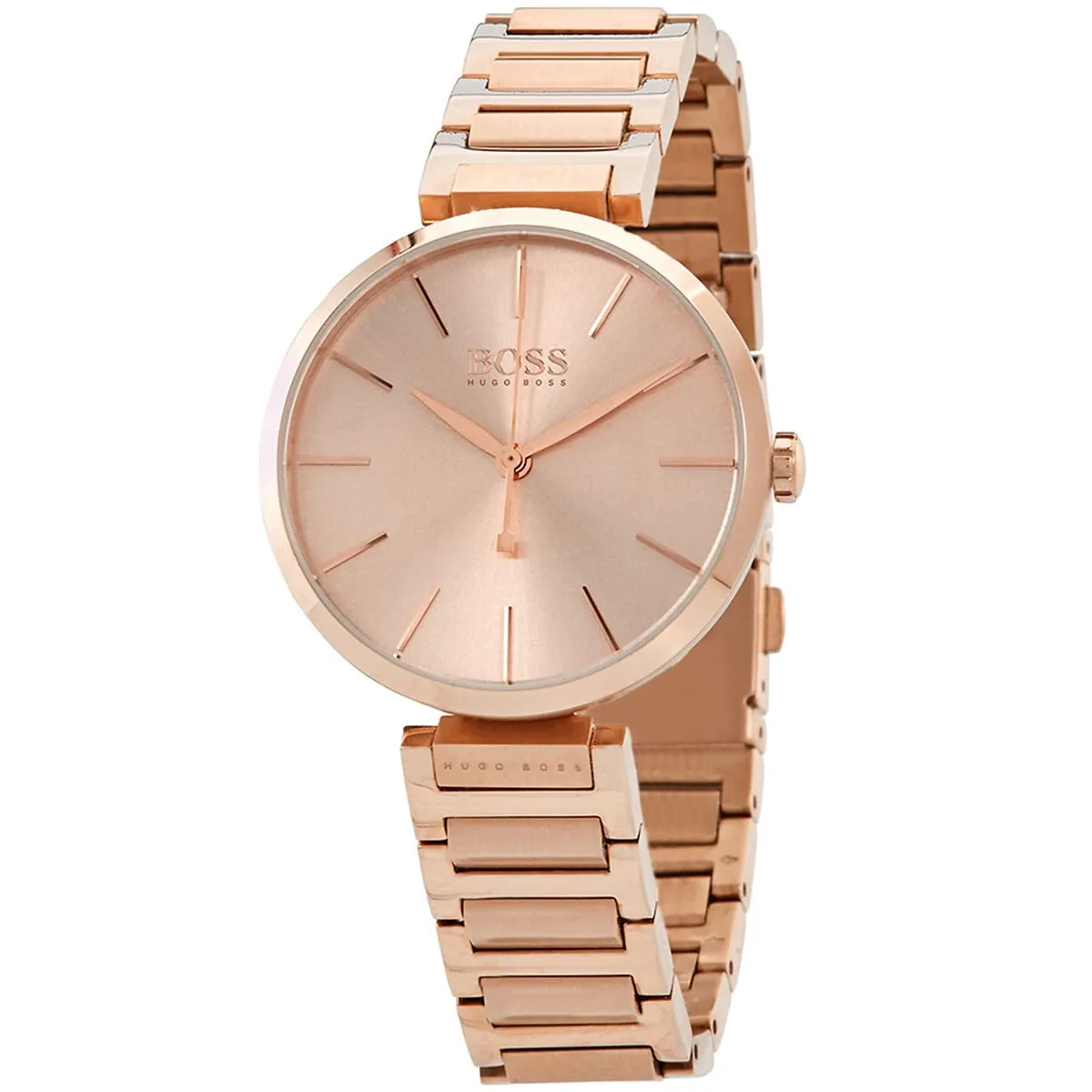 1502418 hugo boss watch women rose gold dial metal stainless strap quartz battery analog three hand allusion 2