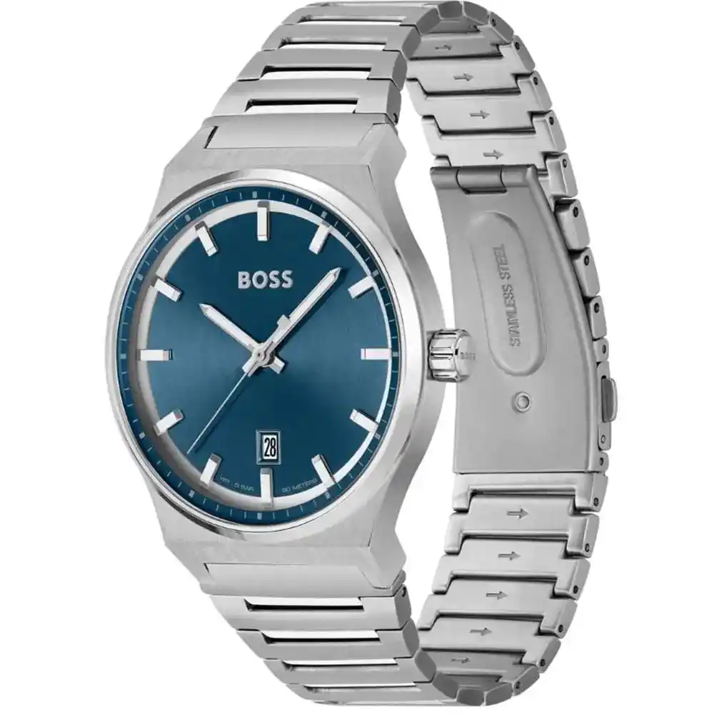 1514076 hugo boss candor watch bracelet navy blue dial gents watch silver strap egypt 2
