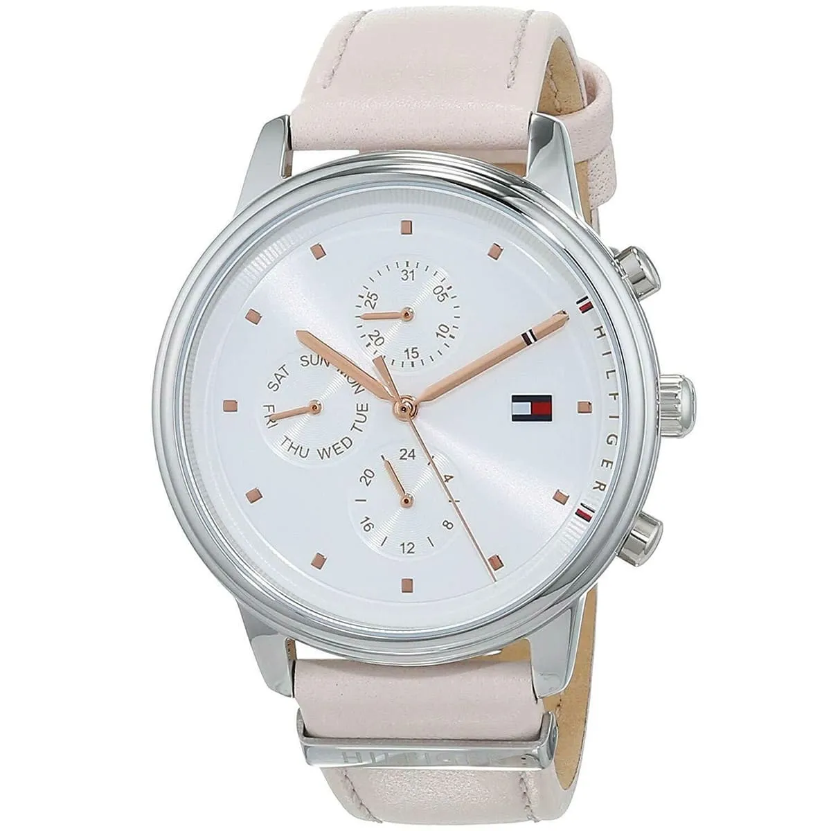 1781906 tommy hilfiger watch women silver dial leather beige strap quartz battery analog blake 2 1