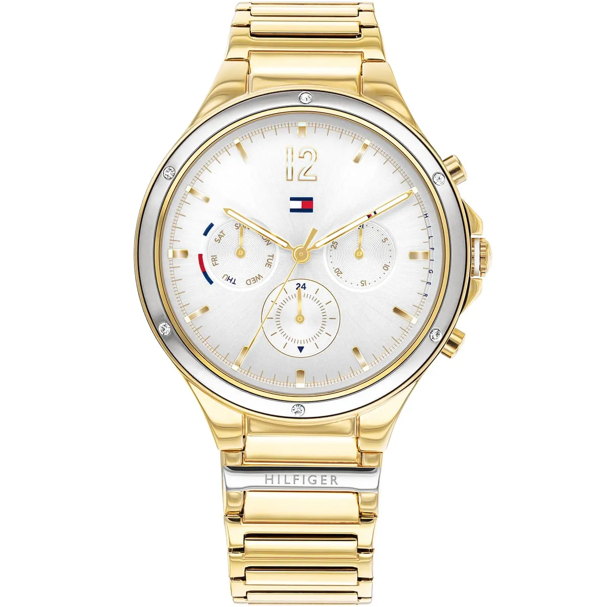 1782278 tommy hilfiger watch women silver dial metal stainless steel gold strap quartz battery analog eve 1