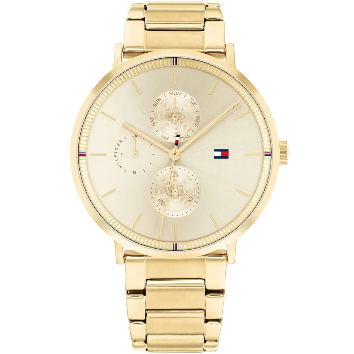 1782297 tommy hilfiger watch women gold dial metal stainless steel golden strap quartz battery analog jenna 1