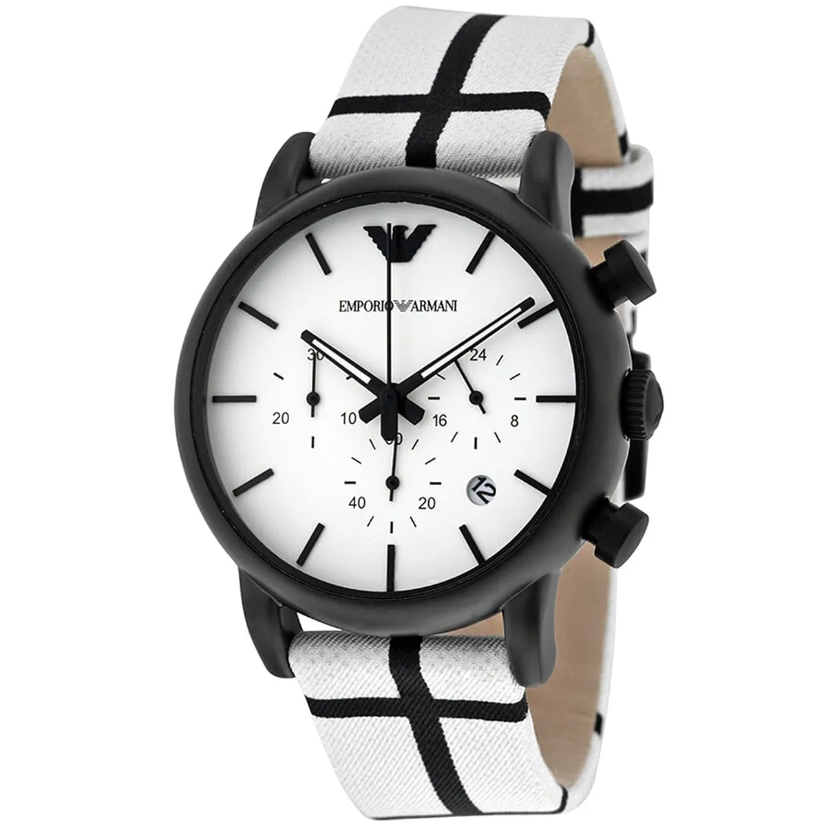 ar1859 emporio armani watch men white dial fibers black strap quartz battery analog chronograph luigi large 2