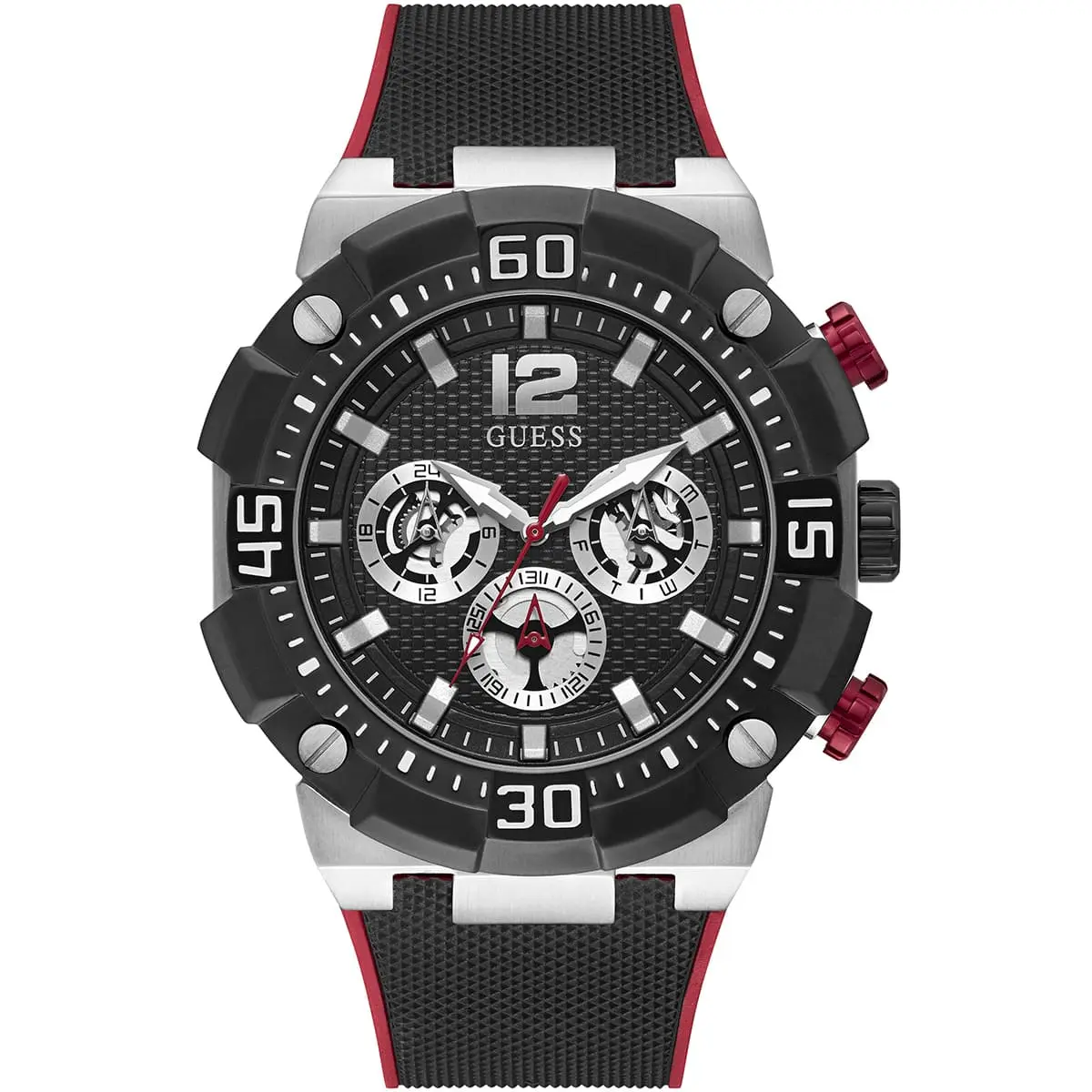 gw0264g1 guess watch men black dial rubber strap quartz battery analog navigator