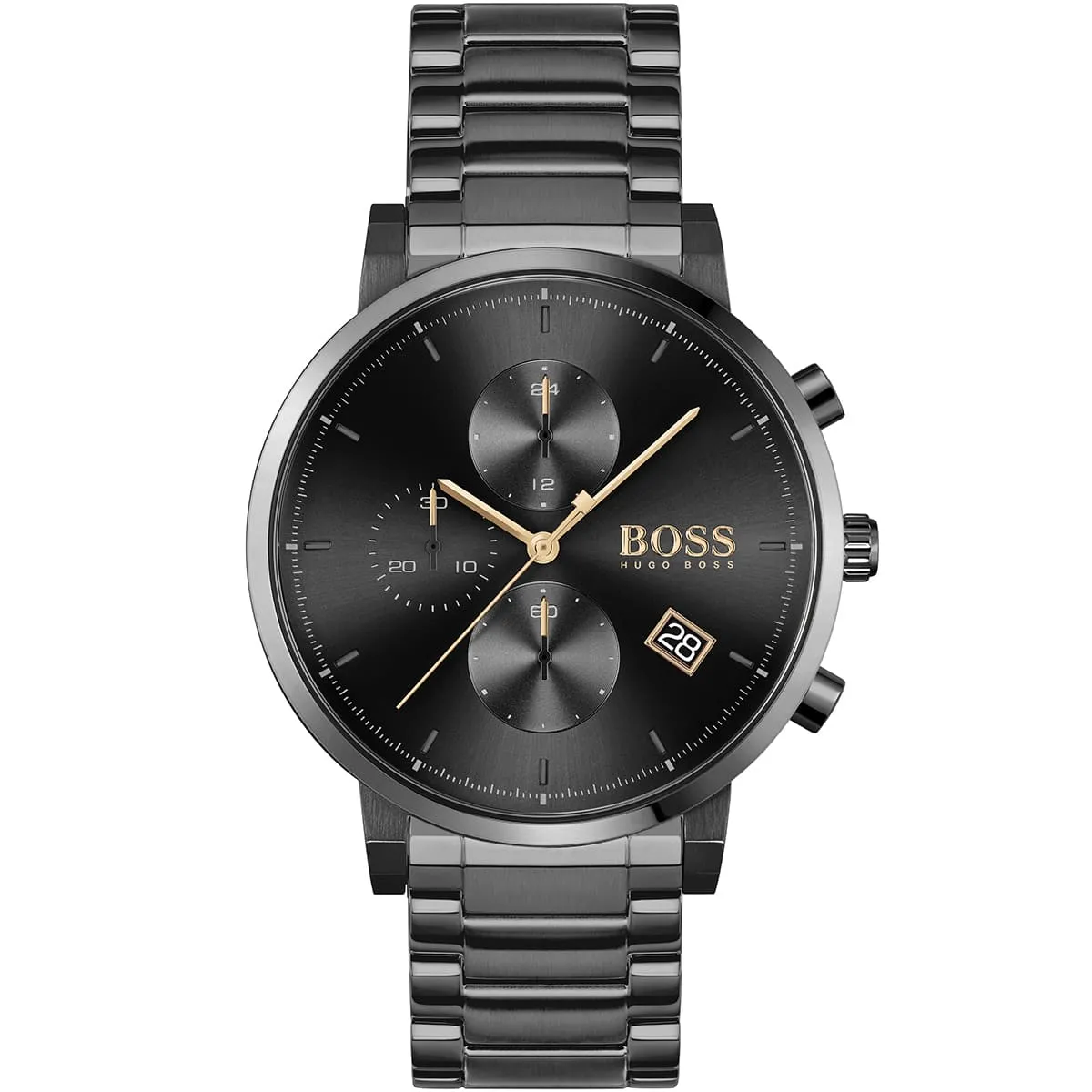 1513780 hugo boss watch men black dial metal stainless strap quartz battery analog chronograph integrity