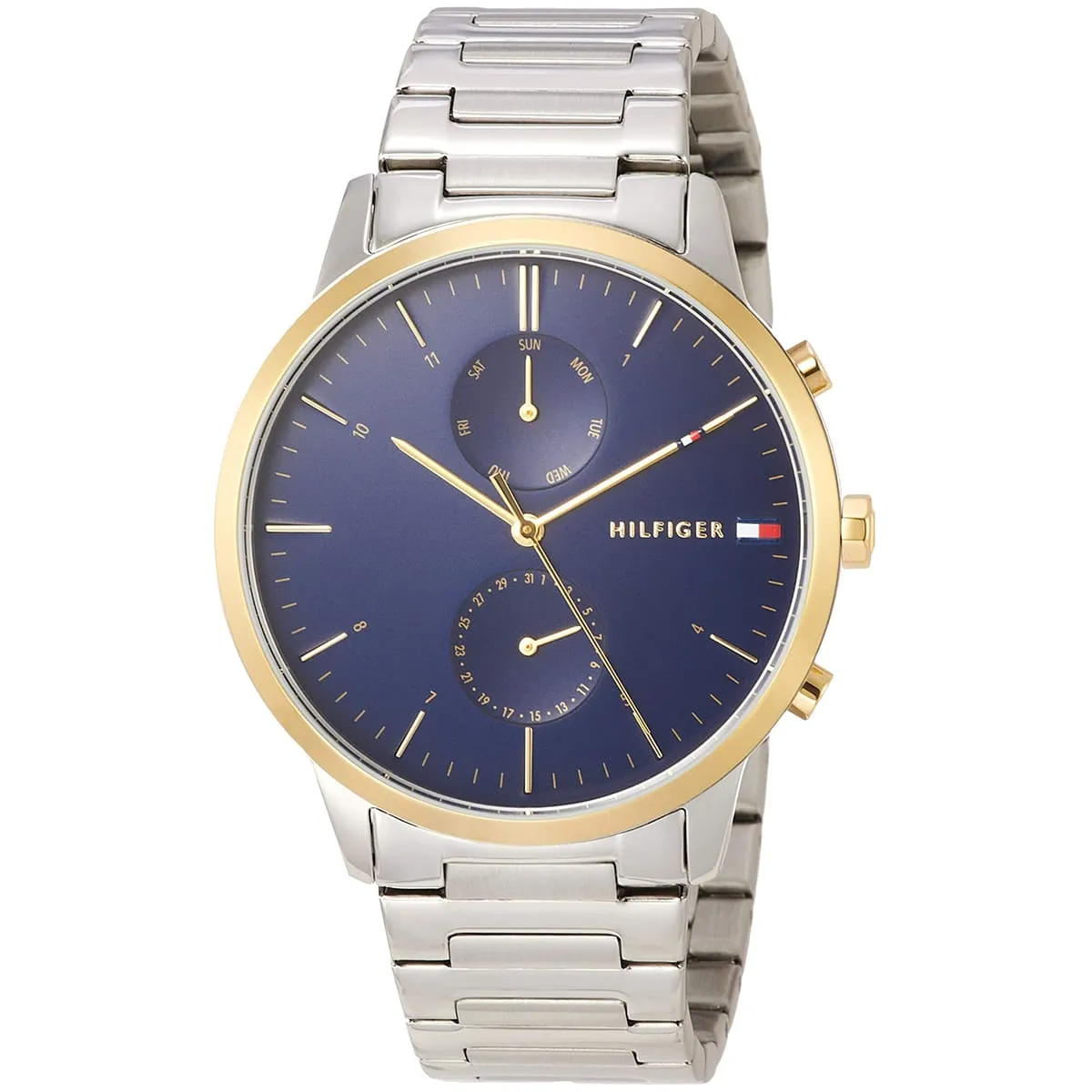 1710408 tommy hilfiger watch men blue dial metal stainless steel silver strap quartz battery analog three hand hunter 2