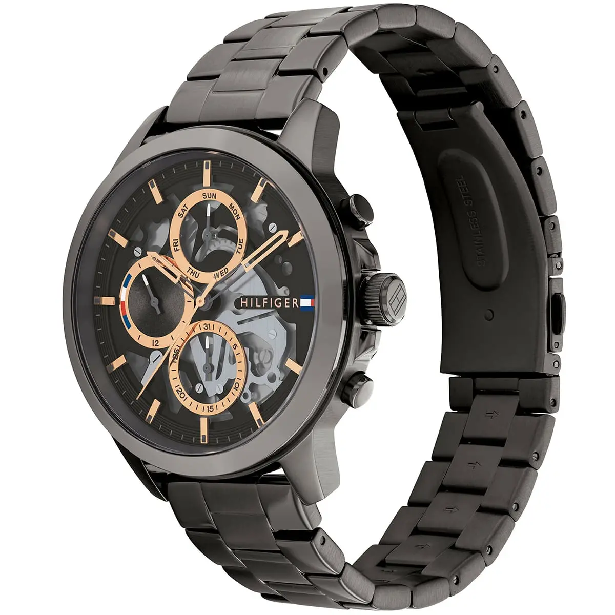 1710479 tommy hilfiger watch men gray dial metal stainless steel strap quartz analog monthly weekly date henry 2