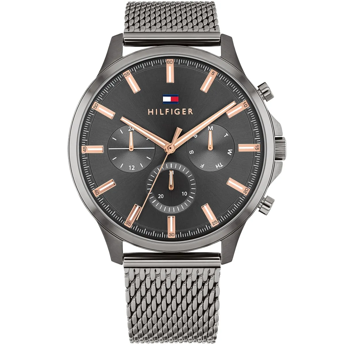 1710500 tommy hilfiger watch men black dial mesh metal stainless steel gray strap quartz battery analog ryder