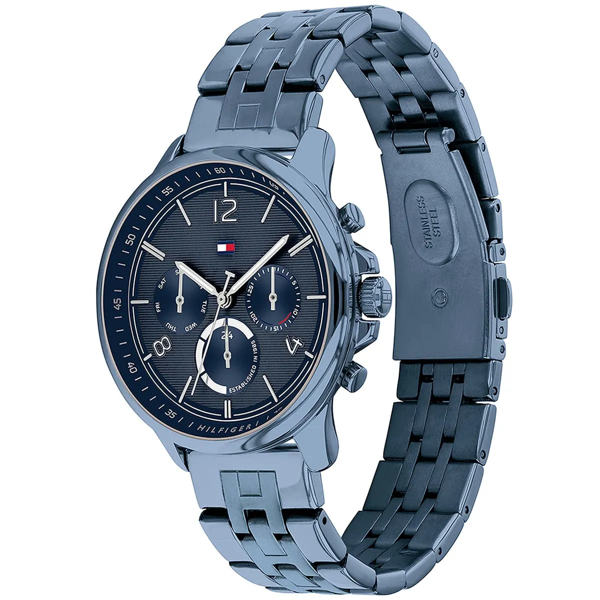 1782227 tommy hilfiger watch women blue dial metal stainless steel strap quartz battery analog harper 2