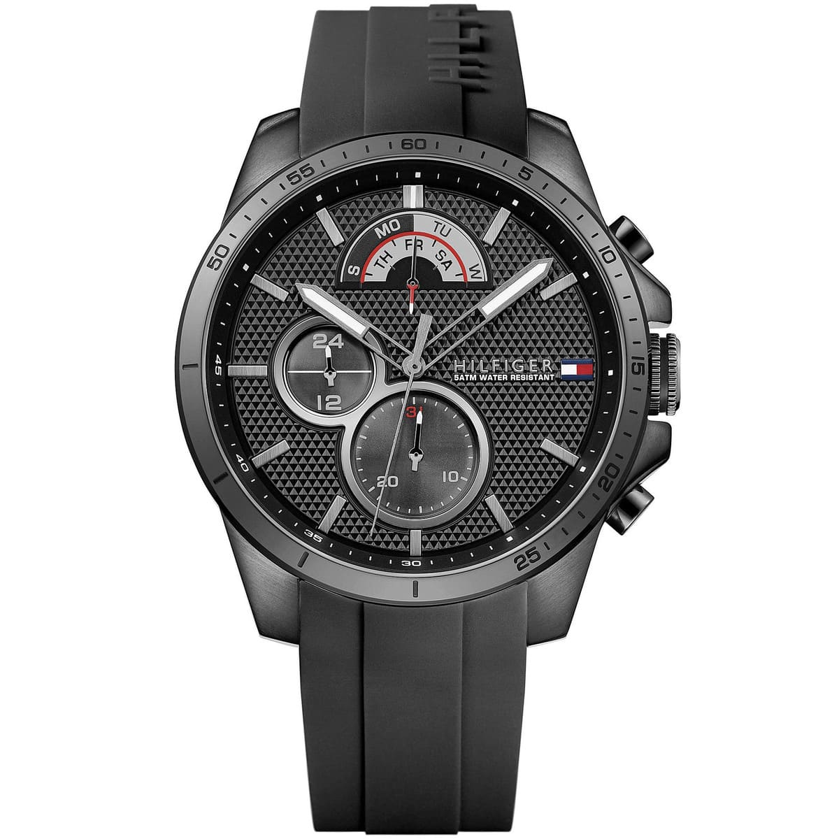 1791352 tommy hilfiger watch men black rubber decker