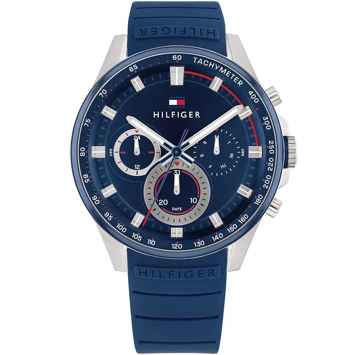 1791970 tommy hilfiger watch men blue dial rubber strap quartz analog chronograph