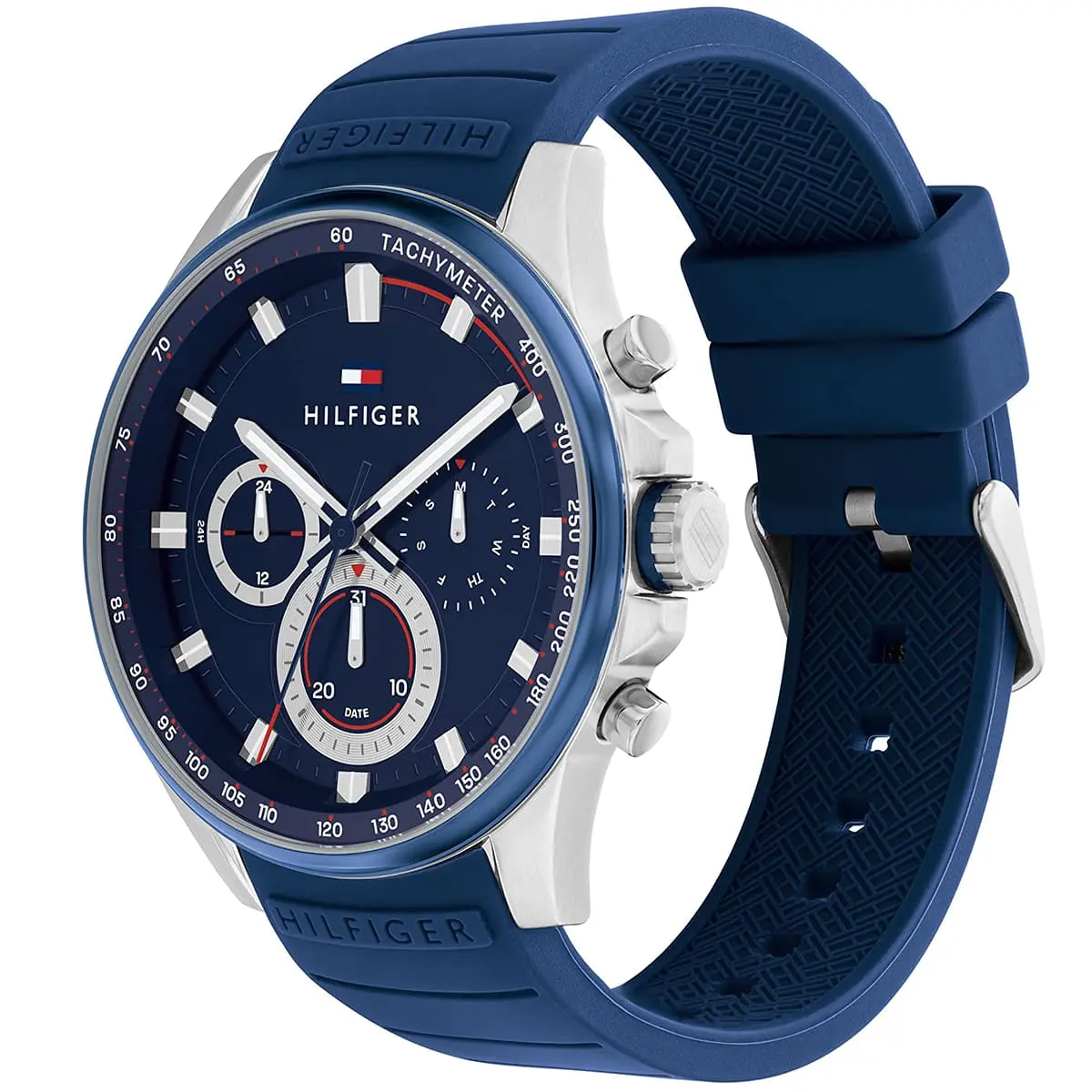 1791970 tommy hilfiger watch men blue dial rubber strap quartz analog chronograph