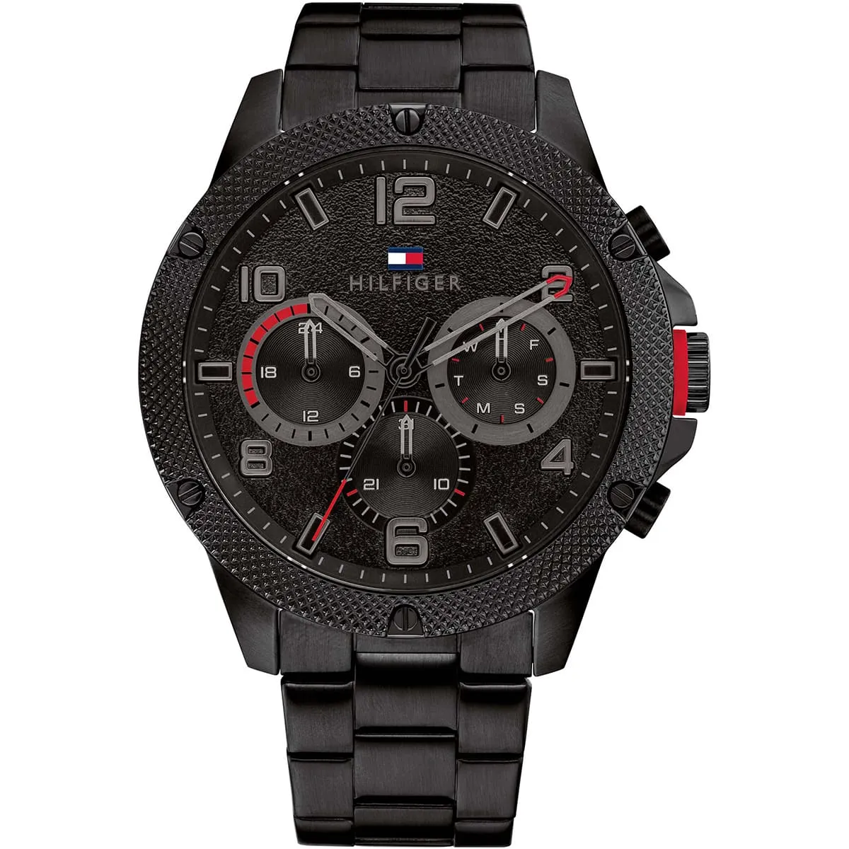 1792030 tommy hilfiger watch men black dial metal stainless steel strap quartz battery analog blaze