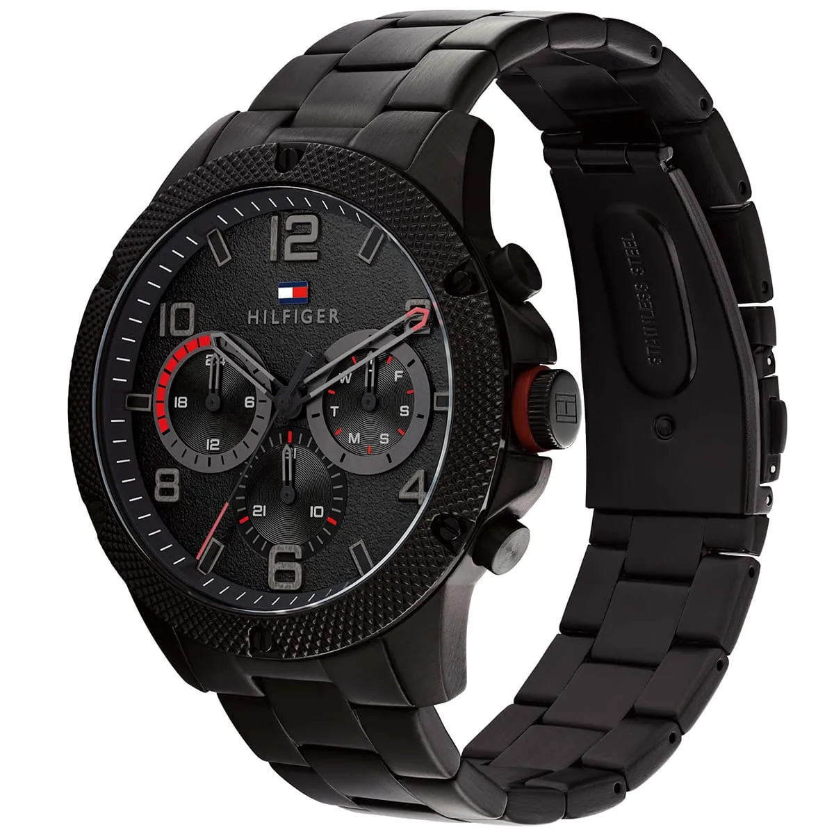 1792030 tommy hilfiger watch men black dial metal stainless steel strap quartz battery analog blaze 2