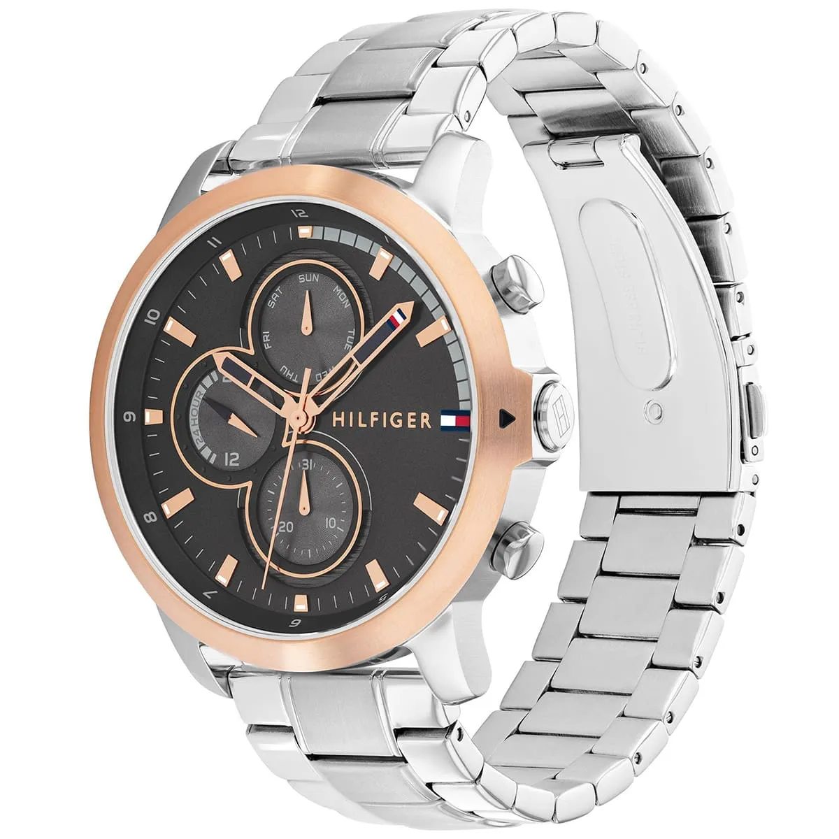 1792050 tommy hilfiger watch men black dial metal stainless steel silver strap quartz battery analog jameson 2