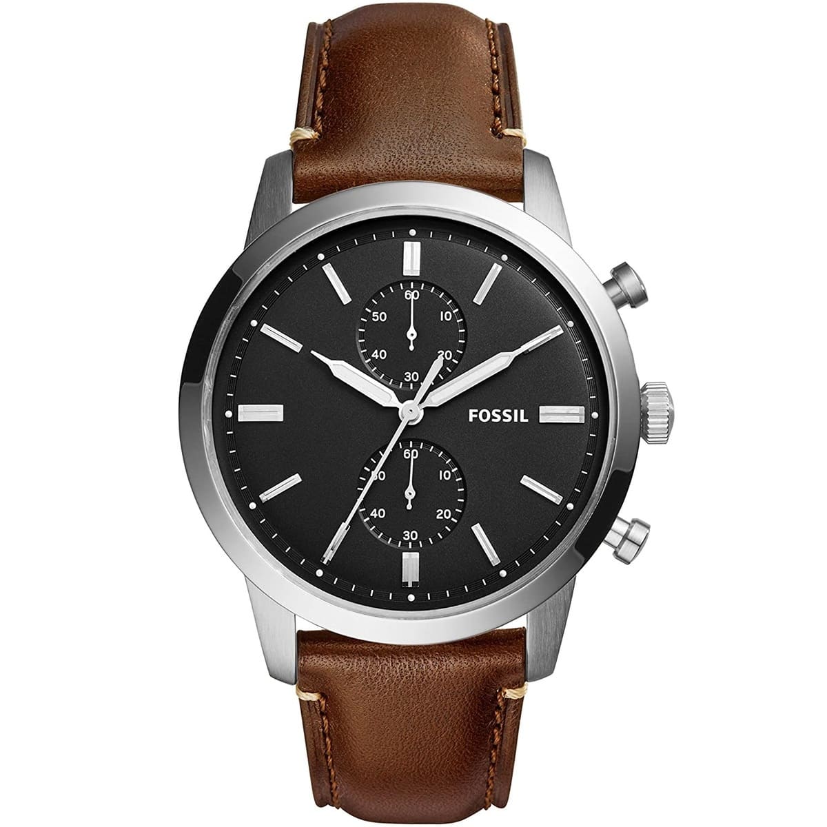 fs5280 fossil watch men brown leather townsman
