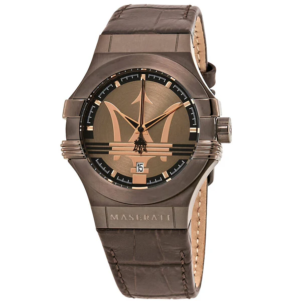 maserati potenza brown dial mens watch