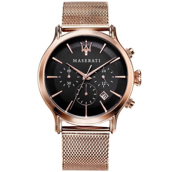 r8873618005 maserati watch men black dial metal stainless steel rose gold mesh strap quartz battery analog chronograph epoca 2 600x600 1