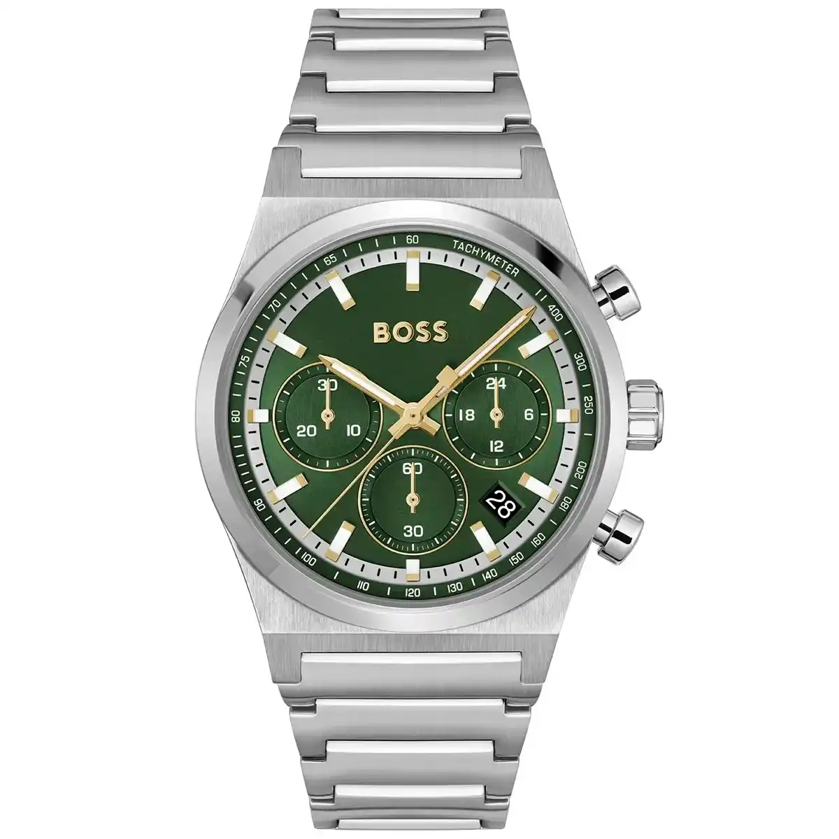 1514220 original hugo boss watch men green dial silver metal strap candor egypt 2