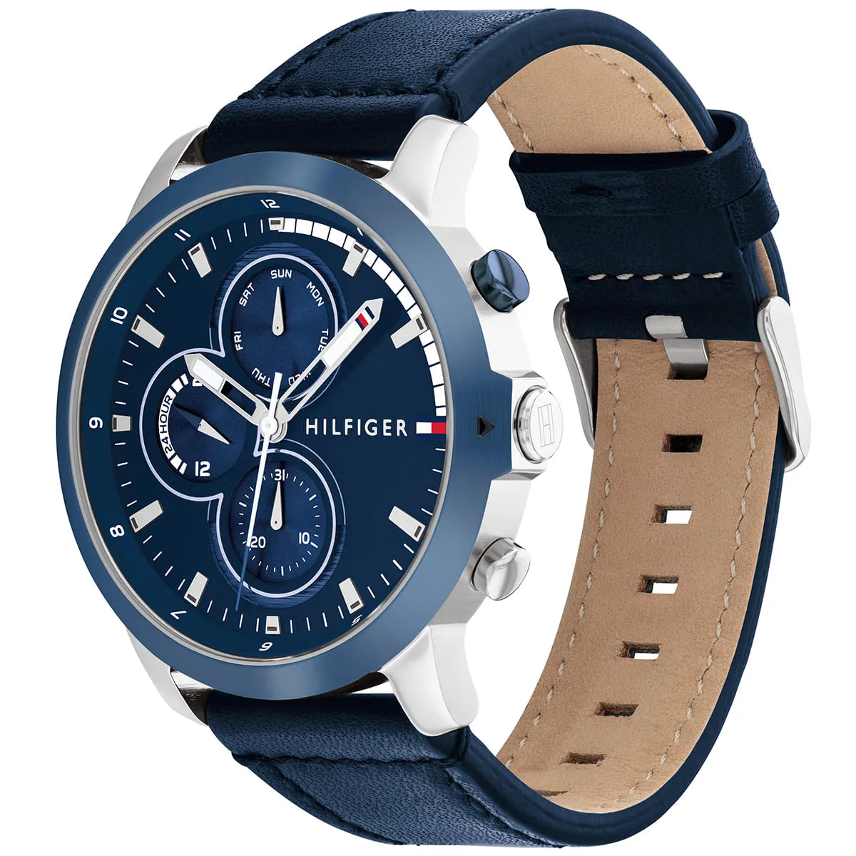 1792051 tommy hilfiger watch men blue dial leather strap quartz battery analog jameson 2