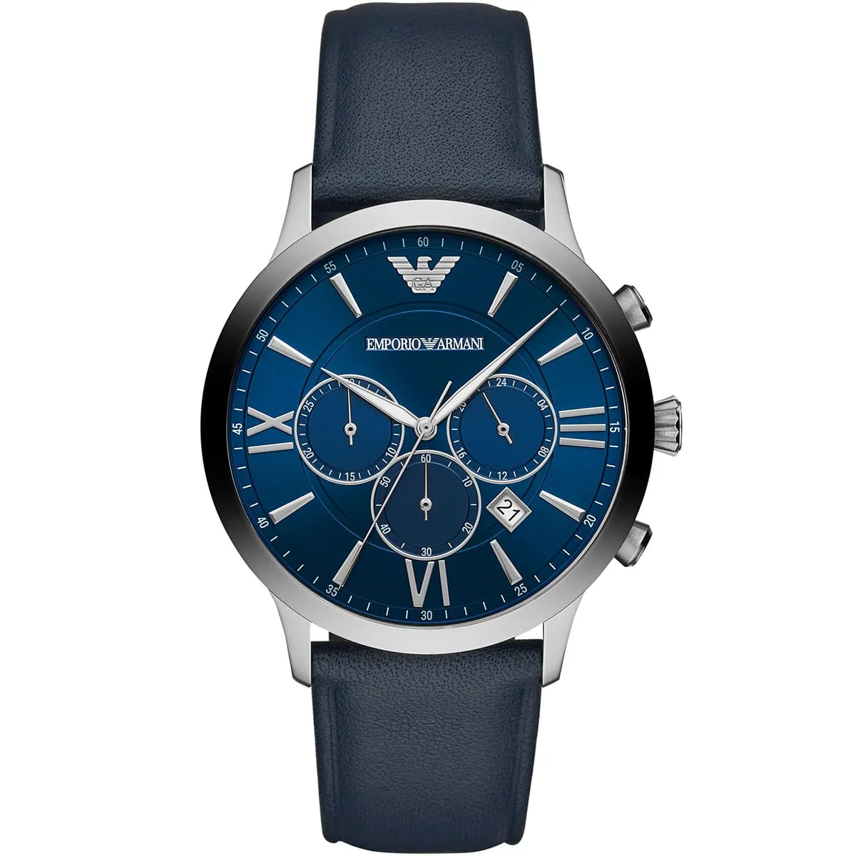 ar11226 emporio armani watch men blue dial leather strap quartz battery analog chronograph giovanni