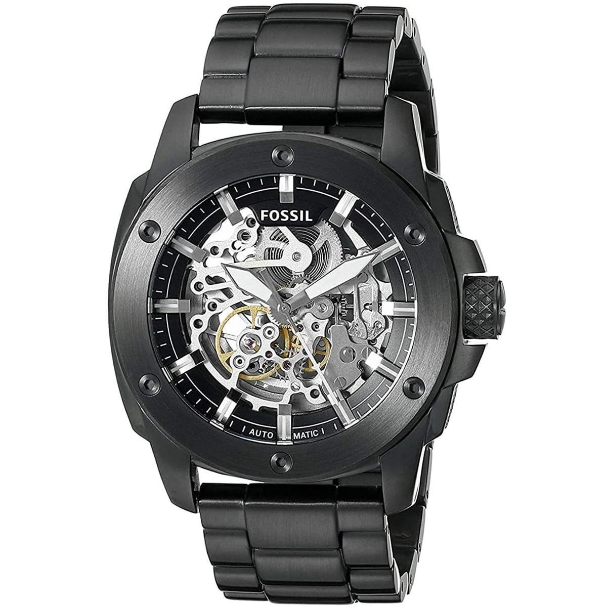 me3080 fossil watch men black metal modern machine 2