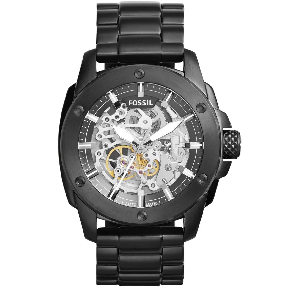 me3080 fossil watch men black metal modern machine