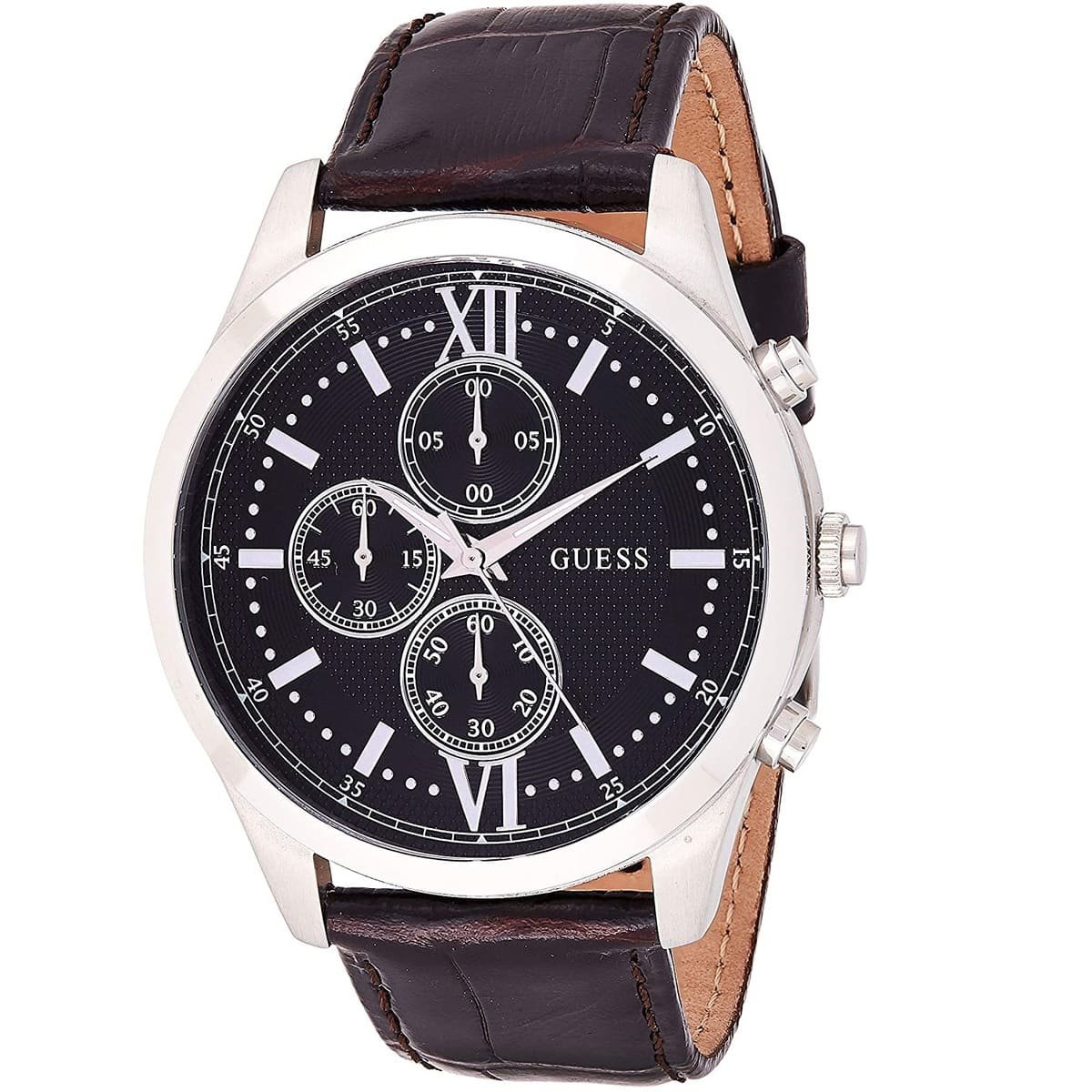 w0876g1 guess watch men brown leather hudson 2