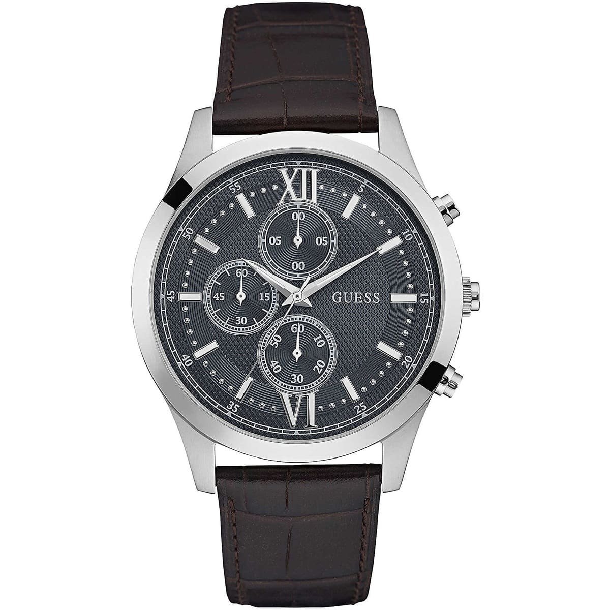 w0876g1 guess watch men brown leather hudson