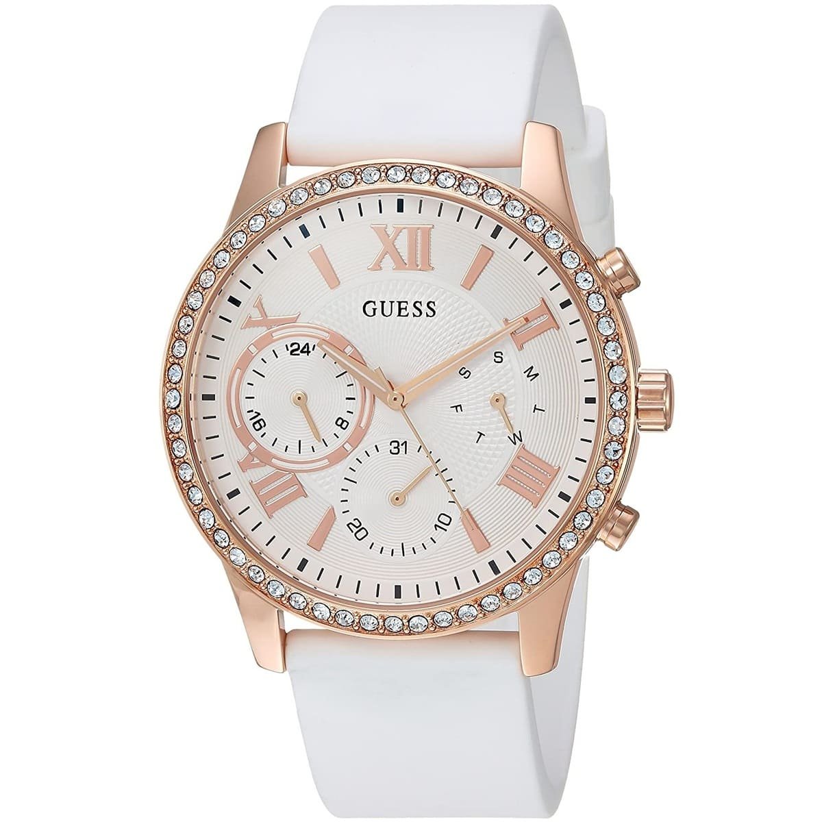 w1135l1 guess watch women white rubber solar 2